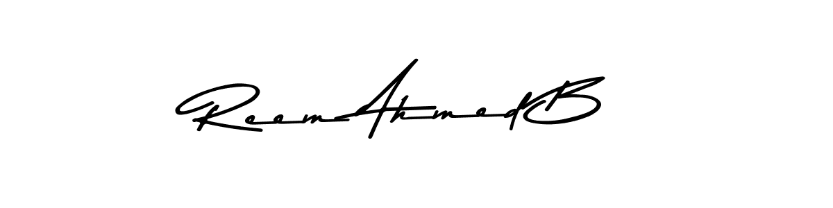 The best way (Asem Kandis PERSONAL USE) to make a short signature is to pick only two or three words in your name. The name Reem Ahmed B include a total of six letters. For converting this name. Reem Ahmed B signature style 9 images and pictures png