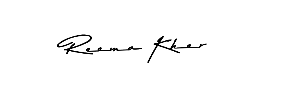 How to make Reema Kher name signature. Use Asem Kandis PERSONAL USE style for creating short signs online. This is the latest handwritten sign. Reema Kher signature style 9 images and pictures png