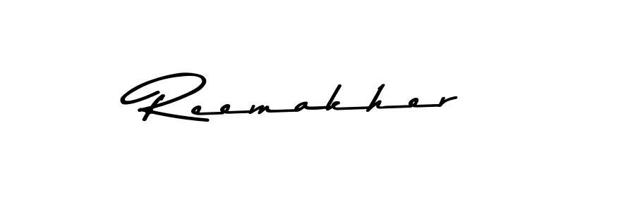 How to make Reemakher name signature. Use Asem Kandis PERSONAL USE style for creating short signs online. This is the latest handwritten sign. Reemakher signature style 9 images and pictures png