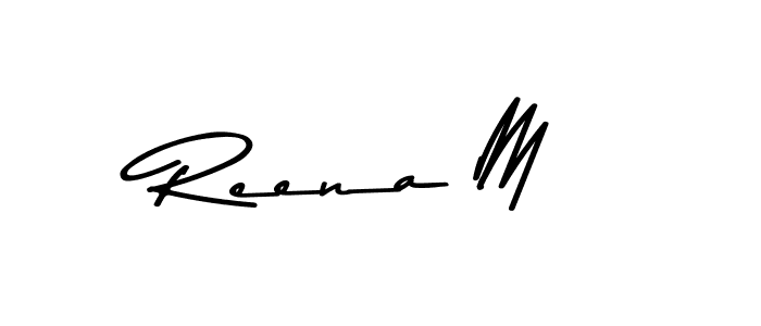 How to make Reena M name signature. Use Asem Kandis PERSONAL USE style for creating short signs online. This is the latest handwritten sign. Reena M signature style 9 images and pictures png