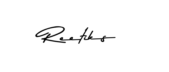 How to make Reetiks name signature. Use Asem Kandis PERSONAL USE style for creating short signs online. This is the latest handwritten sign. Reetiks signature style 9 images and pictures png