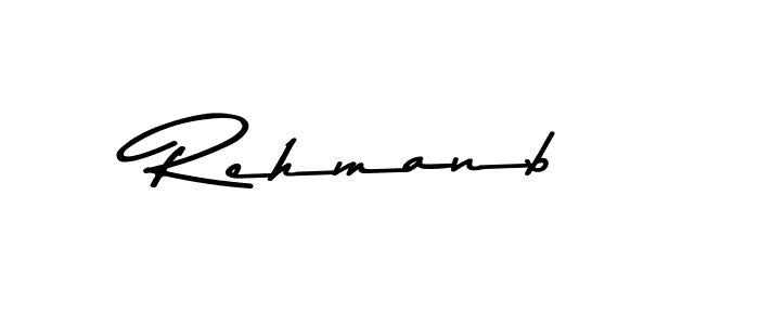 How to make Rehmanb name signature. Use Asem Kandis PERSONAL USE style for creating short signs online. This is the latest handwritten sign. Rehmanb signature style 9 images and pictures png