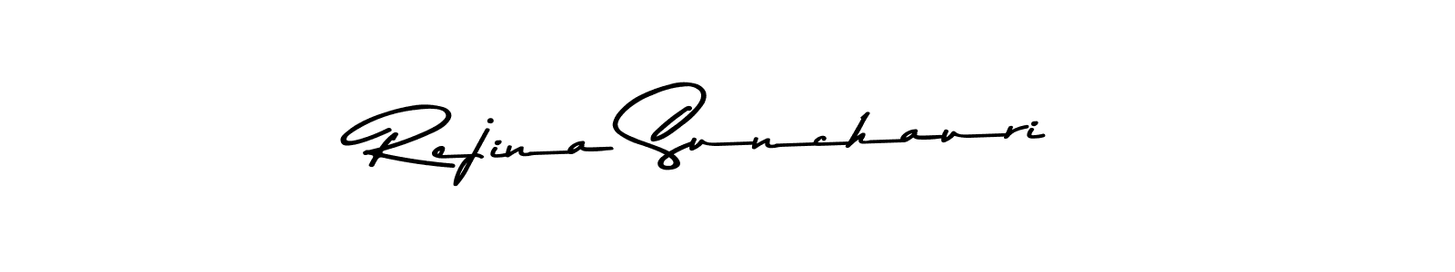 This is the best signature style for the Rejina Sunchauri name. Also you like these signature font (Asem Kandis PERSONAL USE). Mix name signature. Rejina Sunchauri signature style 9 images and pictures png