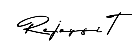 The Asem Kandis PERSONAL USE font transforms the name Rejoysi T into an executive sign with sharp precision and distinguished character. Rejoysi T signature style 9 images and pictures png