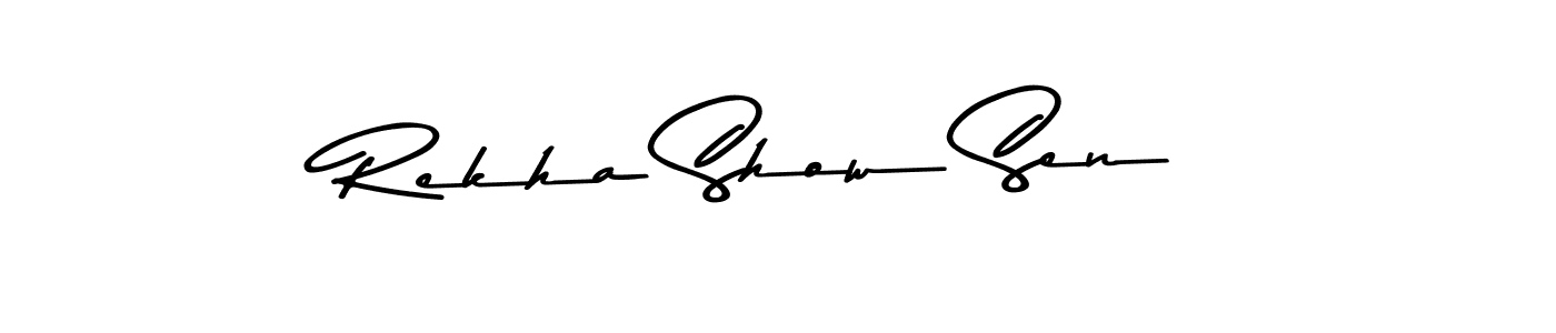 How to make Rekha Show Sen name signature. Use Asem Kandis PERSONAL USE style for creating short signs online. This is the latest handwritten sign. Rekha Show Sen signature style 9 images and pictures png