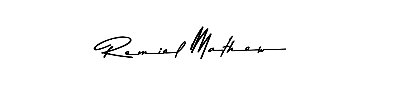 Create a beautiful signature design for name Remiel Mathew. With this signature (Asem Kandis PERSONAL USE) fonts, you can make a handwritten signature for free. Remiel Mathew signature style 9 images and pictures png