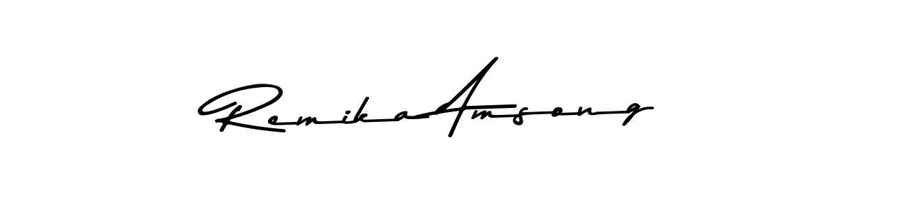 Make a beautiful signature design for name Remika Amsong. With this signature (Asem Kandis PERSONAL USE) style, you can create a handwritten signature for free. Remika Amsong signature style 9 images and pictures png