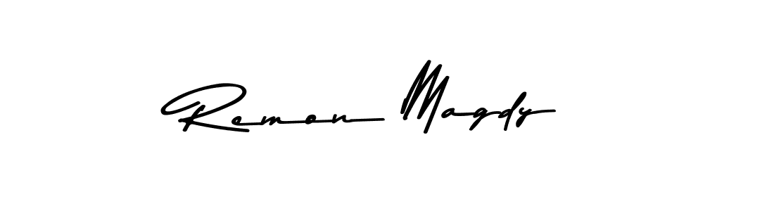 How to make Remon Magdy name signature. Use Asem Kandis PERSONAL USE style for creating short signs online. This is the latest handwritten sign. Remon Magdy signature style 9 images and pictures png