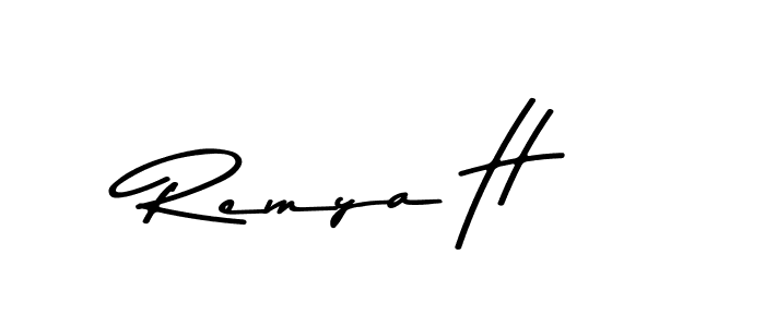 How to make Remya H name signature. Use Asem Kandis PERSONAL USE style for creating short signs online. This is the latest handwritten sign. Remya H signature style 9 images and pictures png