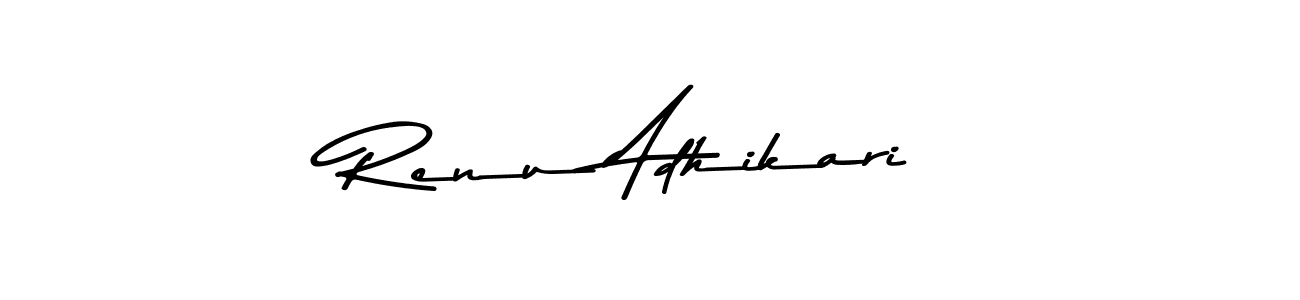 Create a beautiful signature design for name Renu Adhikari. With this signature (Asem Kandis PERSONAL USE) fonts, you can make a handwritten signature for free. Renu Adhikari signature style 9 images and pictures png