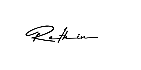 How to make Rethin name signature. Use Asem Kandis PERSONAL USE style for creating short signs online. This is the latest handwritten sign. Rethin signature style 9 images and pictures png