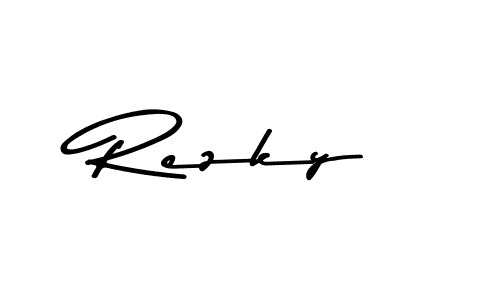 Use a signature maker to create a handwritten signature online. With this signature software, you can design (Asem Kandis PERSONAL USE) your own signature for name Rezky. Rezky signature style 9 images and pictures png