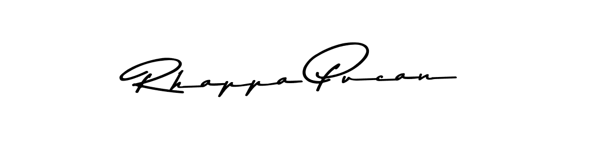 How to make Rhappa Pucan name signature. Use Asem Kandis PERSONAL USE style for creating short signs online. This is the latest handwritten sign. Rhappa Pucan signature style 9 images and pictures png