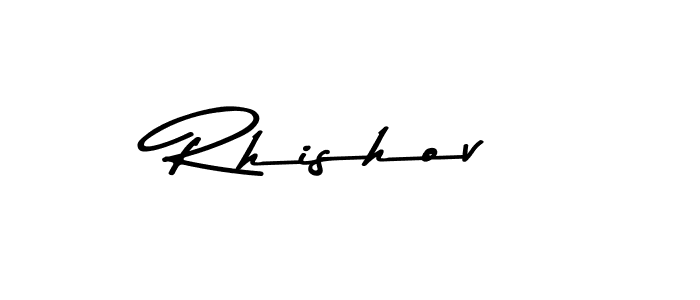 How to make Rhishov name signature. Use Asem Kandis PERSONAL USE style for creating short signs online. This is the latest handwritten sign. Rhishov signature style 9 images and pictures png