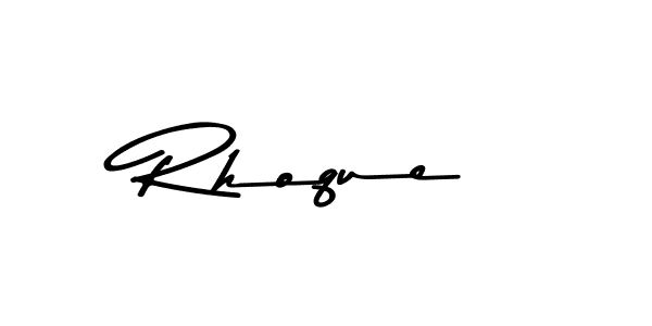 Make a beautiful signature design for name Rhoque. With this signature (Asem Kandis PERSONAL USE) style, you can create a handwritten signature for free. Rhoque signature style 9 images and pictures png