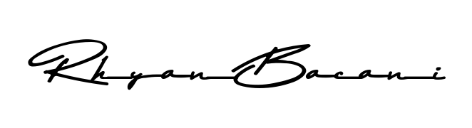 Express your personality with a custom Rhyan Bacani signature crafted with Asem Kandis PERSONAL USE typography. Free transparent PNG download available. Rhyan Bacani signature style 9 images and pictures png