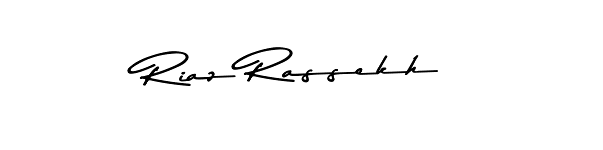 How to make Riaz Rassekh name signature. Use Asem Kandis PERSONAL USE style for creating short signs online. This is the latest handwritten sign. Riaz Rassekh signature style 9 images and pictures png