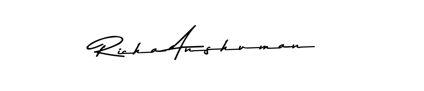 Asem Kandis PERSONAL USE is a professional signature style that is perfect for those who want to add a touch of class to their signature. It is also a great choice for those who want to make their signature more unique. Get Richa Anshuman name to fancy signature for free. Richa Anshuman signature style 9 images and pictures png