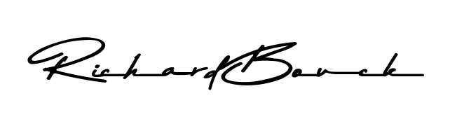 Designed for modern professionals: Richard Bouck name signature crafted with Asem Kandis PERSONAL USE script. Ready for digital PDF workflows. Richard Bouck signature style 9 images and pictures png