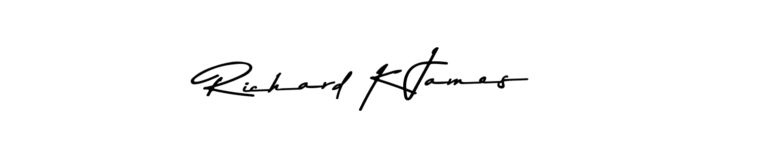 Create a beautiful signature design for name Richard K James. With this signature (Asem Kandis PERSONAL USE) fonts, you can make a handwritten signature for free. Richard K James signature style 9 images and pictures png
