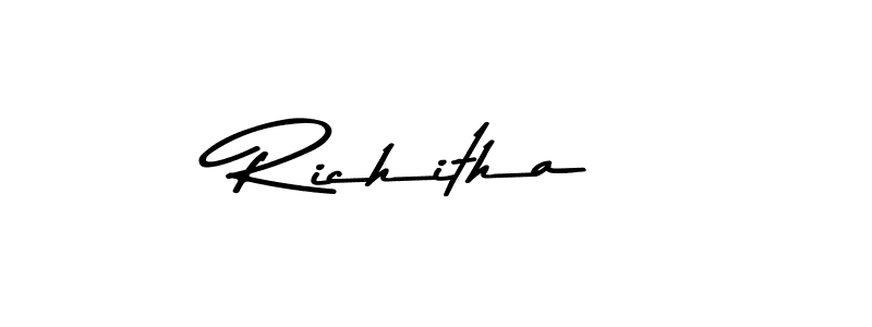 Design your own signature with our free online signature maker. With this signature software, you can create a handwritten (Asem Kandis PERSONAL USE) signature for name Richitha. Richitha signature style 9 images and pictures png