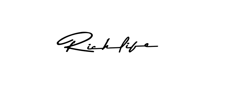 Richlife stylish signature style. Best Handwritten Sign (Asem Kandis PERSONAL USE) for my name. Handwritten Signature Collection Ideas for my name Richlife. Richlife signature style 9 images and pictures png