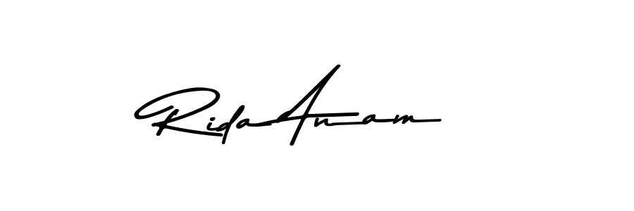 How to make Rida Anam name signature. Use Asem Kandis PERSONAL USE style for creating short signs online. This is the latest handwritten sign. Rida Anam signature style 9 images and pictures png