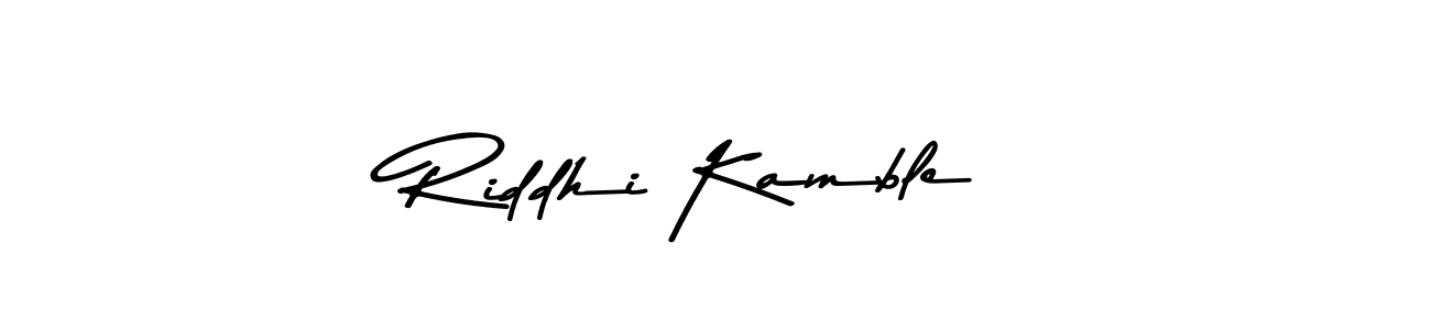 Create a beautiful signature design for name Riddhi Kamble. With this signature (Asem Kandis PERSONAL USE) fonts, you can make a handwritten signature for free. Riddhi Kamble signature style 9 images and pictures png