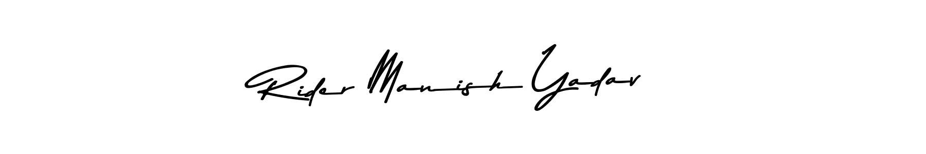 How to make Rider Manish Yadav name signature. Use Asem Kandis PERSONAL USE style for creating short signs online. This is the latest handwritten sign. Rider Manish Yadav signature style 9 images and pictures png