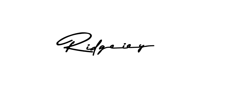 How to make Ridgeiey name signature. Use Asem Kandis PERSONAL USE style for creating short signs online. This is the latest handwritten sign. Ridgeiey signature style 9 images and pictures png