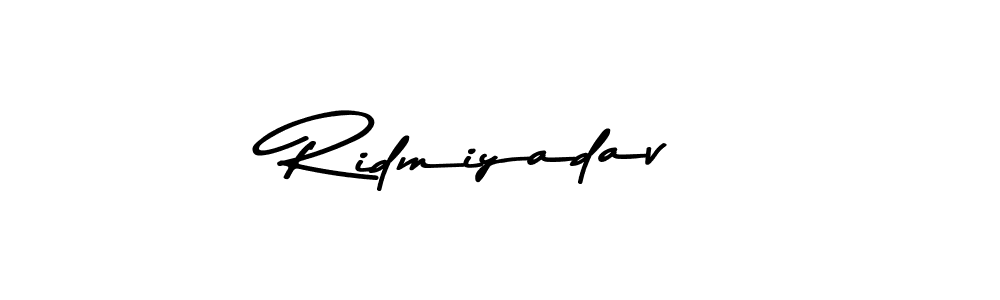 Create a beautiful signature design for name Ridmiyadav. With this signature (Asem Kandis PERSONAL USE) fonts, you can make a handwritten signature for free. Ridmiyadav signature style 9 images and pictures png