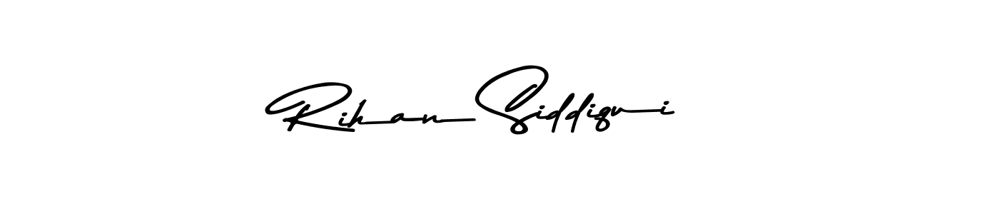 Create a beautiful signature design for name Rihan Siddiqui. With this signature (Asem Kandis PERSONAL USE) fonts, you can make a handwritten signature for free. Rihan Siddiqui signature style 9 images and pictures png