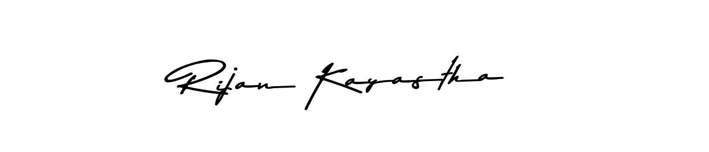 How to make Rijan Kayastha name signature. Use Asem Kandis PERSONAL USE style for creating short signs online. This is the latest handwritten sign. Rijan Kayastha signature style 9 images and pictures png