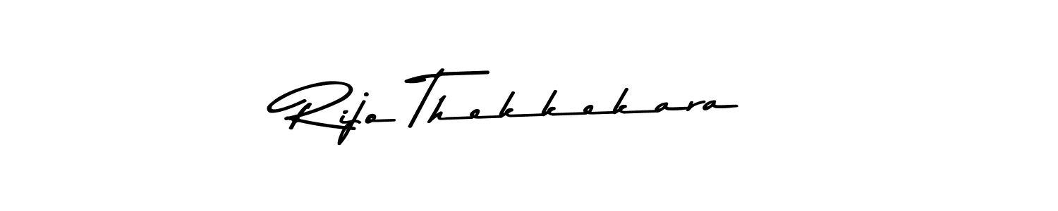How to make Rijo Thekkekara name signature. Use Asem Kandis PERSONAL USE style for creating short signs online. This is the latest handwritten sign. Rijo Thekkekara signature style 9 images and pictures png