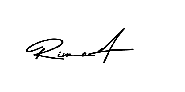 How to make Rimo A name signature. Use Asem Kandis PERSONAL USE style for creating short signs online. This is the latest handwritten sign. Rimo A signature style 9 images and pictures png