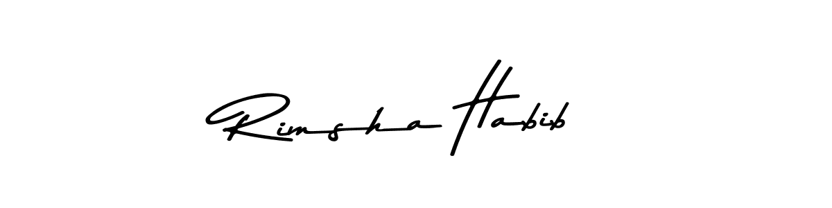 Make a beautiful signature design for name Rimsha Habib. With this signature (Asem Kandis PERSONAL USE) style, you can create a handwritten signature for free. Rimsha Habib signature style 9 images and pictures png