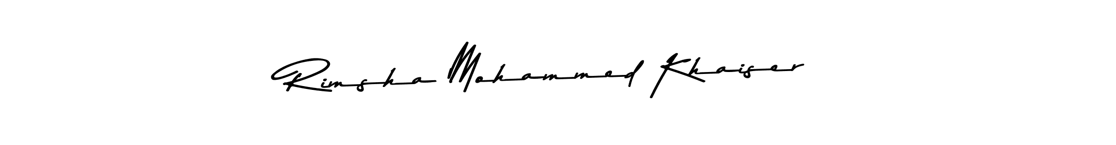 Create a beautiful signature design for name Rimsha Mohammed Khaiser. With this signature (Asem Kandis PERSONAL USE) fonts, you can make a handwritten signature for free. Rimsha Mohammed Khaiser signature style 9 images and pictures png