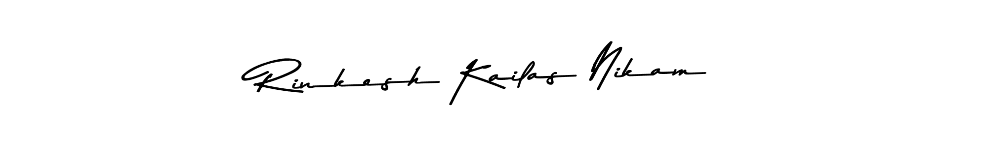 Also You can easily find your signature by using the search form. We will create Rinkesh Kailas Nikam name handwritten signature images for you free of cost using Asem Kandis PERSONAL USE sign style. Rinkesh Kailas Nikam signature style 9 images and pictures png