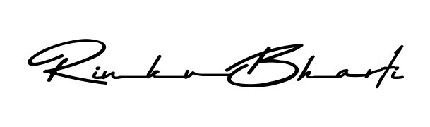 A modern signature idea for name Rinku Bharti using Asem Kandis PERSONAL USE font. Clean strokes and elegant curves make it stand out instantly. Rinku Bharti signature style 9 images and pictures png