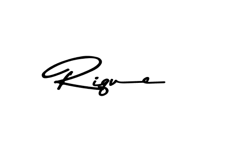 How to make Rique name signature. Use Asem Kandis PERSONAL USE style for creating short signs online. This is the latest handwritten sign. Rique signature style 9 images and pictures png