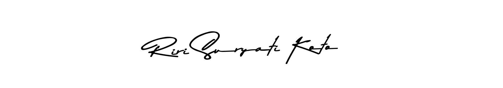 Make a beautiful signature design for name Riri Suryati Koto. With this signature (Asem Kandis PERSONAL USE) style, you can create a handwritten signature for free. Riri Suryati Koto signature style 9 images and pictures png