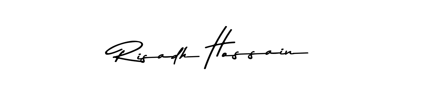 This is the best signature style for the Risadh Hossain name. Also you like these signature font (Asem Kandis PERSONAL USE). Mix name signature. Risadh Hossain signature style 9 images and pictures png