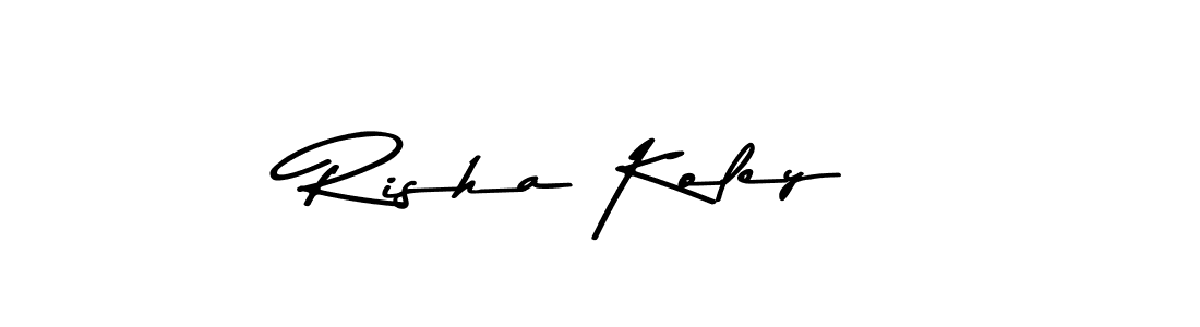 Create a beautiful signature design for name Risha Koley. With this signature (Asem Kandis PERSONAL USE) fonts, you can make a handwritten signature for free. Risha Koley signature style 9 images and pictures png