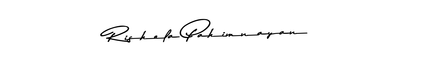 This is the best signature style for the Rishela Pahimnayan name. Also you like these signature font (Asem Kandis PERSONAL USE). Mix name signature. Rishela Pahimnayan signature style 9 images and pictures png