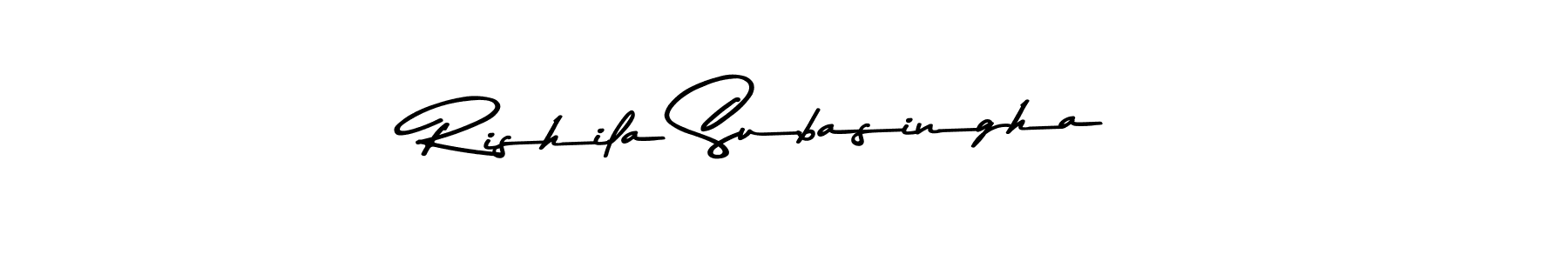 Create a beautiful signature design for name Rishila Subasingha. With this signature (Asem Kandis PERSONAL USE) fonts, you can make a handwritten signature for free. Rishila Subasingha signature style 9 images and pictures png