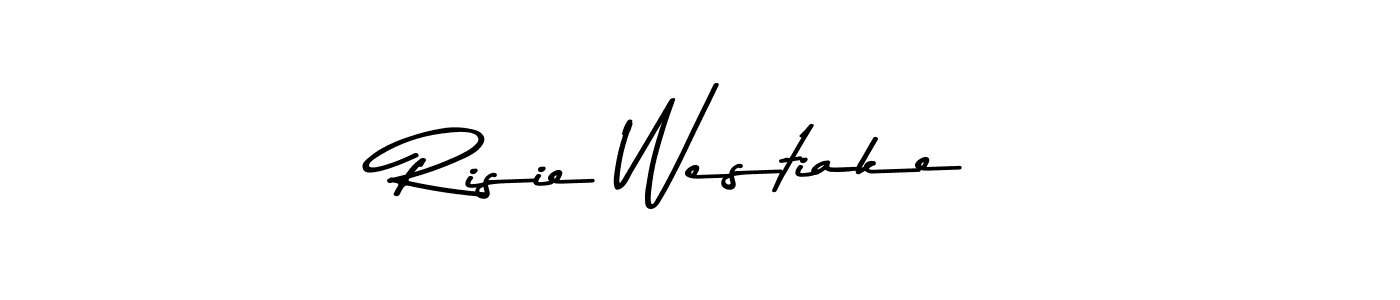 How to make Risie Westiake name signature. Use Asem Kandis PERSONAL USE style for creating short signs online. This is the latest handwritten sign. Risie Westiake signature style 9 images and pictures png