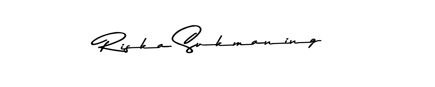 How to make Riska Sukmaning name signature. Use Asem Kandis PERSONAL USE style for creating short signs online. This is the latest handwritten sign. Riska Sukmaning signature style 9 images and pictures png