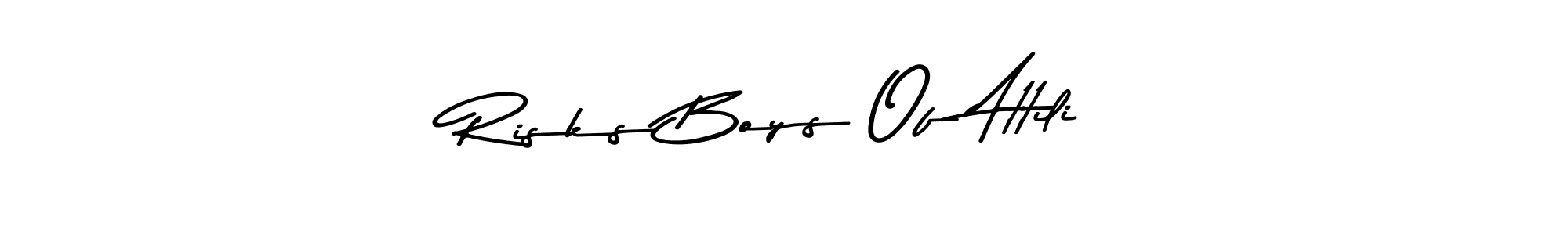 Create a beautiful signature design for name Risks Boys Of Attili. With this signature (Asem Kandis PERSONAL USE) fonts, you can make a handwritten signature for free. Risks Boys Of Attili signature style 9 images and pictures png