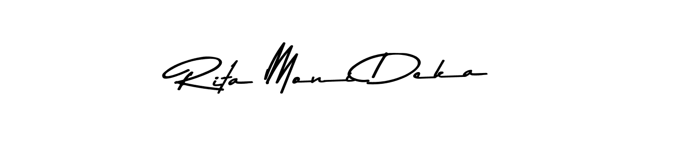 How to make Rita Moni Deka name signature. Use Asem Kandis PERSONAL USE style for creating short signs online. This is the latest handwritten sign. Rita Moni Deka signature style 9 images and pictures png