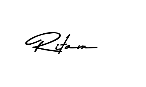Make a beautiful signature design for name Ritam. With this signature (Asem Kandis PERSONAL USE) style, you can create a handwritten signature for free. Ritam signature style 9 images and pictures png